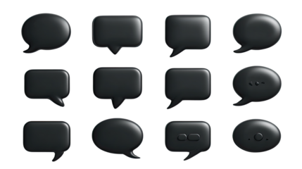 Creative illustration of twelve speech bubbles neatly arranged in rows, perfect for communication, dialogue, and modern graphic design projects