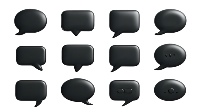 Creative illustration of twelve speech bubbles neatly arranged in rows, perfect for communication, dialogue, and modern graphic design projects