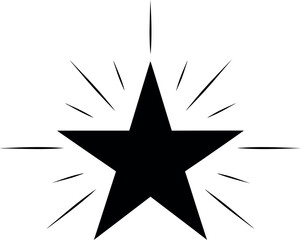 Fototapeta premium Black star icon with radiating lines on a transparent background
