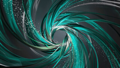 Abstract background with a swirling teal and silver energy vortex