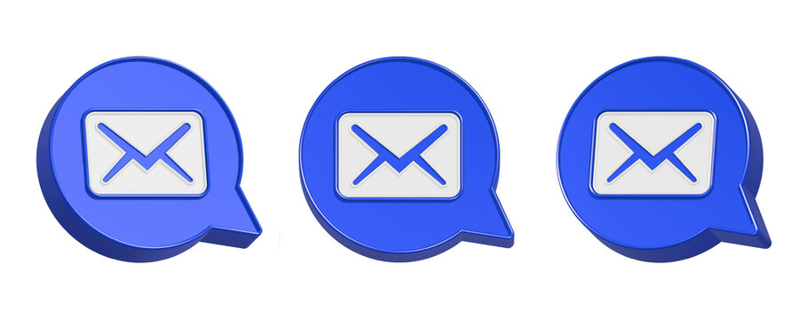 3d rendering icon message in blue bubble