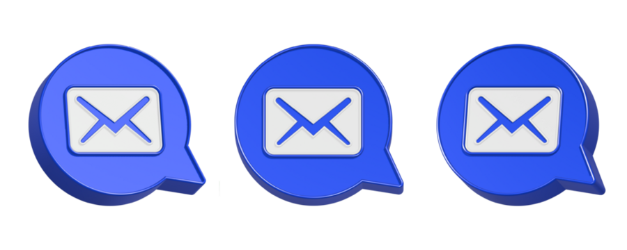 3d rendering icon message in blue bubble - Powered by Adobe