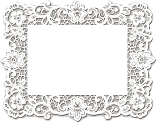 Create a White place mat with ornate lace border vector art with white background.