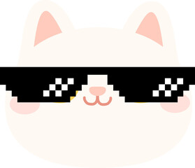 Cartoon Cat with Pixel Glasses