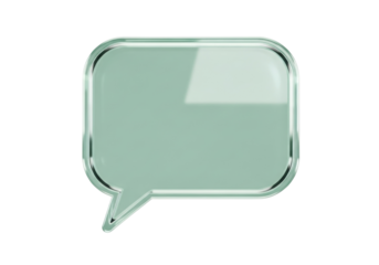 Shiny light green speech bubble PNG isolated on transparent background, communication and message icon for graphic design and web use