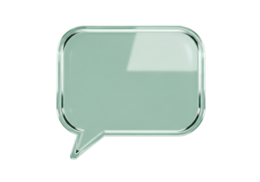 Shiny light green speech bubble PNG isolated on transparent background, communication and message icon for graphic design and web use