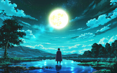Obraz premium Anime nature background desktop pc wallpaper image