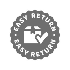 Easy return vector label. Shopping purchase returns icon sticker.