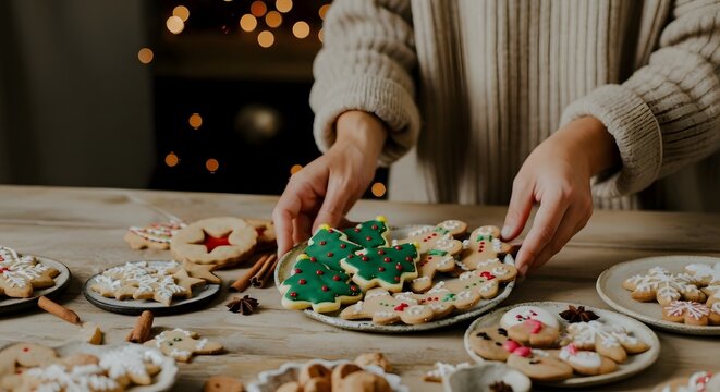 Serving Christmas Cookies: A Festive Table with Homemade Holiday Treats