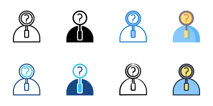 Candidate persona icon set multiple style collection 
