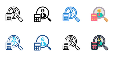 Recruitment budget icon set multiple style collection