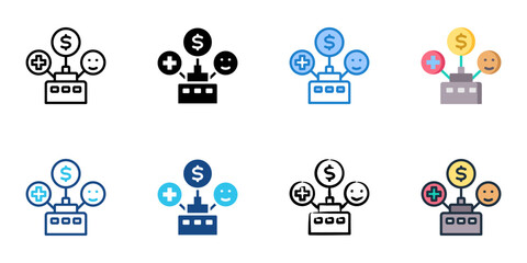 Employer value proposition icon set multiple style collection 
