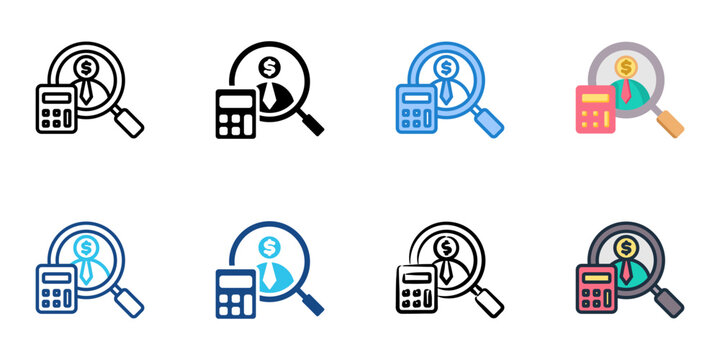 Recruitment budget icon set multiple style collection
