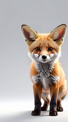 Obraz premium Cute Fox Portrait on White Background for Stock Imagery Use in Articles and Websites About Wildlife.