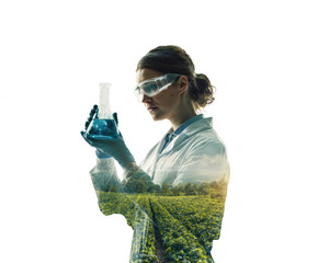 Lady scientist looking at ampoule with with laboratory, aromatic, medication, ampoule, immunisation, natural, aromatherapy