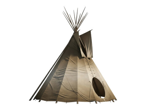 Teepee tent PNG isolated on transparent background, Native American conical dwelling for camping and historical reenactment