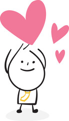 (Hearts) hand drawn business worker icons. Vector illustration.	