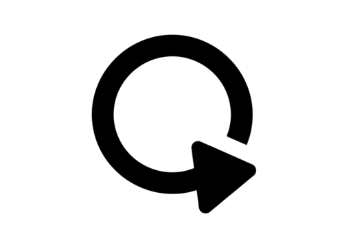 Black refresh arrow circle isolated PNG on transparent background, reload or update symbol for website and app design