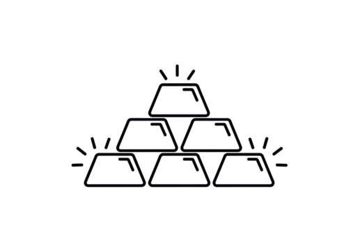 Stack of gold bars isolated PNG, wealth and prosperity concept for finance, investment, and treasure themes on transparent background - Powered by Adobe