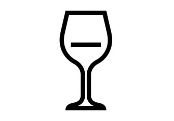 Wine glass with horizontal line isolated PNG, minimalist design for alcohol beverage, bar, restaurant, and drink related projects on transparent background