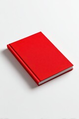 Fototapeta premium Flat lay of a red notebook with blank pages, perfect for study and writing