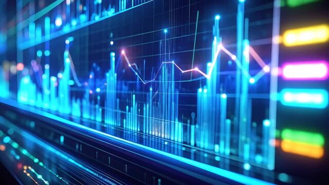 Financial Data Analysis: Stock Market Graph with Fluctuating Trends and Statistics
