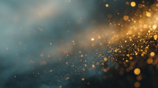 Floating dust particles in a soft-focused abstract background with luminous dots
