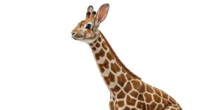 Portrait of a giraffe with brown spots isolated PNG with Transparent Background