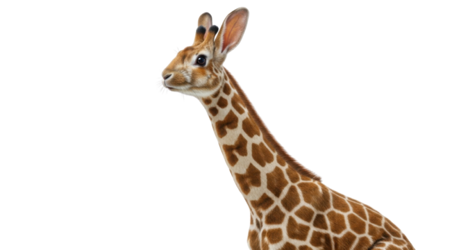 Giraffe portrait with long neck, wildlife animal isolated PNG with Transparent Background