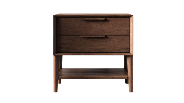 Isolated old vintage wooden desk with drawer or antique wooden stool