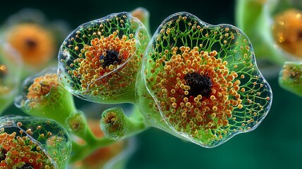Stunning Close-up of Vibrant Orange Flower Structures with Intricate Details and Insect-like Features