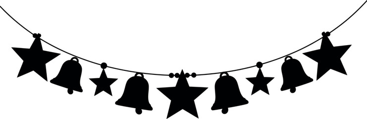 Holiday star and bell garland decorative vector design element
