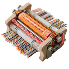 Loom Weaving Craft Art Textile Fiber Threads Strips Colorful Stripes Vintage Weaving Machine Craft