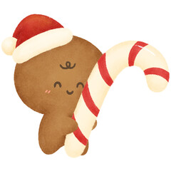 christmas gingerbread cookies with candy cane 