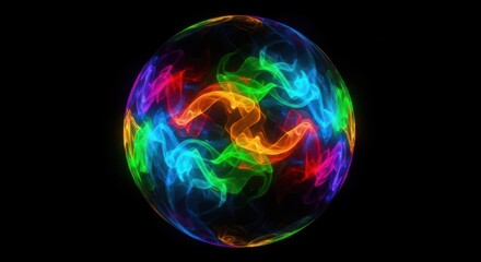 Dynamic Rainbow Energy Sphere with Flowing Colorful Patterns