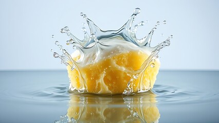 hygroscopic. A water-soaked sponge expanding with reflective surface and droplets. STEM education sheets, lab safety posters, designed for STEM education and laboratory safety posters.