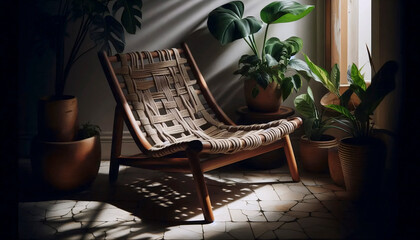 A lounge chair made from recycled materials, Ai generated image