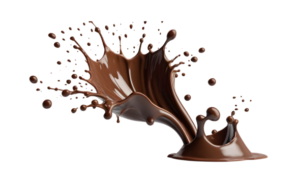 Realistic chocolate splash rendered in 3D, isolated on white. - Powered by Adobe