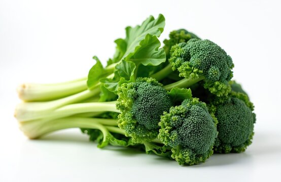 Fresh green turnip tops or cime di rapa bunch, raw leafy vegetable, healthy ingredient for Italian cuisine. Natural food isolated on white background, organic produce.