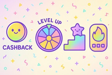 Engaging cashback rewards iconography showcasing vibrant gaming themes encouraging user participation through playful elements and immersive experiences celebrating customer loyalty
