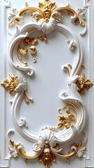 Detailed baroque wall frame with floral gold ornamentation high resolution picture