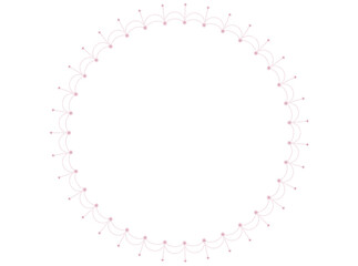 淡いピンクの小花とドットのガーリー円形フレーム1-Gentle pink floral and dot circle frame-