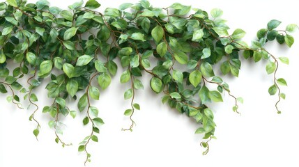 Obraz premium Green Climbing Plants with Delicate Tendrils in a White Space, 3D Illustration