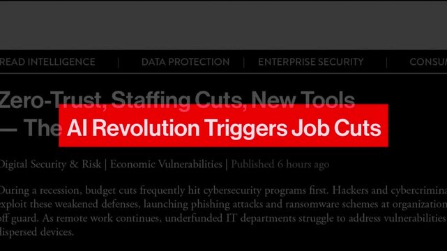 AI Revolution Triggers Job Cuts &mdash; Breaking News Headline Animation
