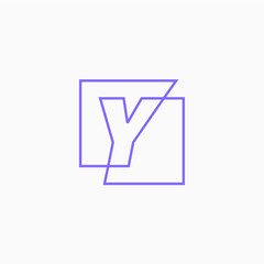 y letter mark square logo vector icon illustration