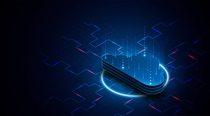 Abstract cloud technology circuit board. Large data center concept. modern cloud storage technology innovation concept background	