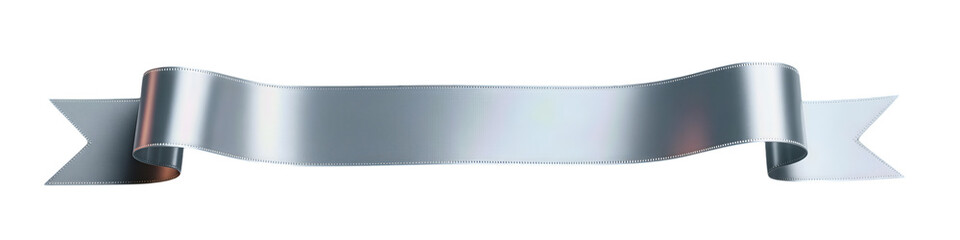 Shiny silver ribbon banner with elegant folds