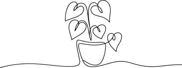 Fototapeta premium Dollar Tree Continuous Line Icon, Money plant in continuous line drawing. one line Icon drawing with white background