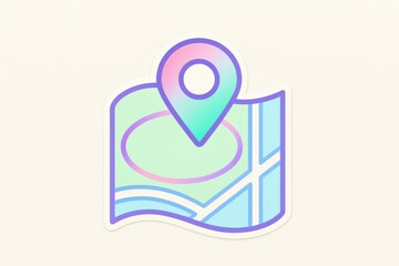 Colorful abstract map illustration with location pin representing navigation and connectivity in modern digital landscapes conveying creativity and exploration