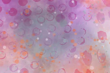 Abstract watercolor background with circle stains and colorful splatters